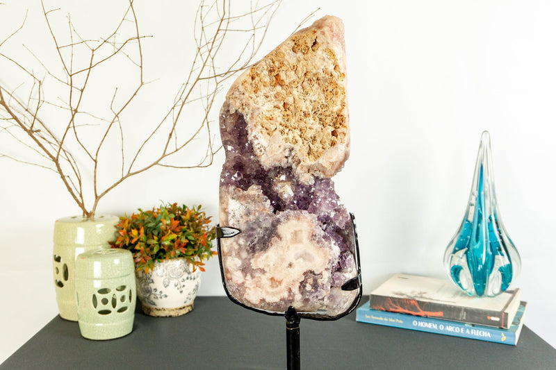 Pink Amethyst Geode Slab with Pink and Purple Amethyst Druzy collective