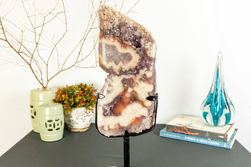 Pink Amethyst Geode Slab with Pink and Purple Amethyst Druzy collective