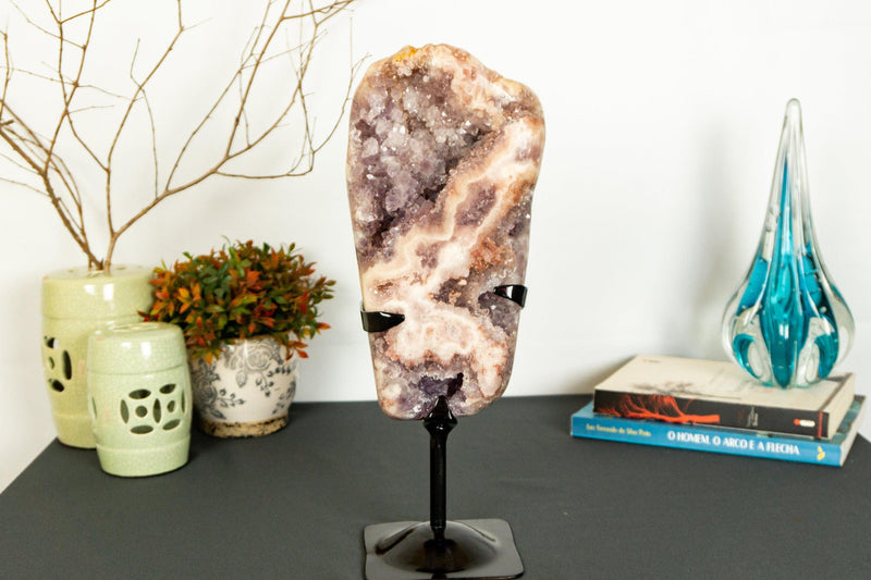 Pink Amethyst Geode Slab with Pink and Purple Amethyst Druzy collective