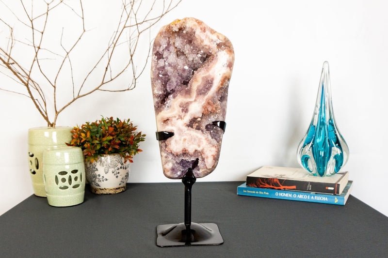 Pink Amethyst Geode Slab with Pink and Purple Amethyst Druzy collective