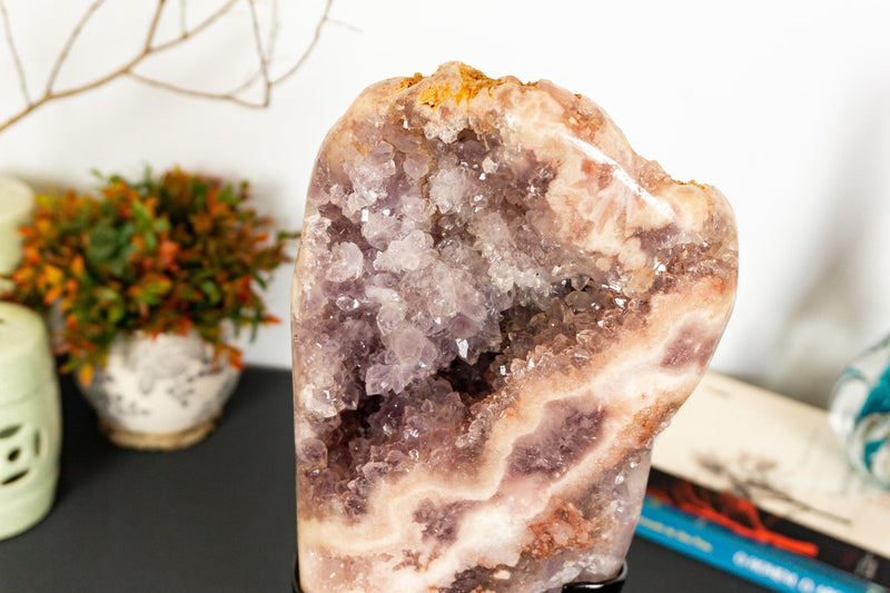 Pink Amethyst Geode Slab with Pink and Purple Amethyst Druzy collective