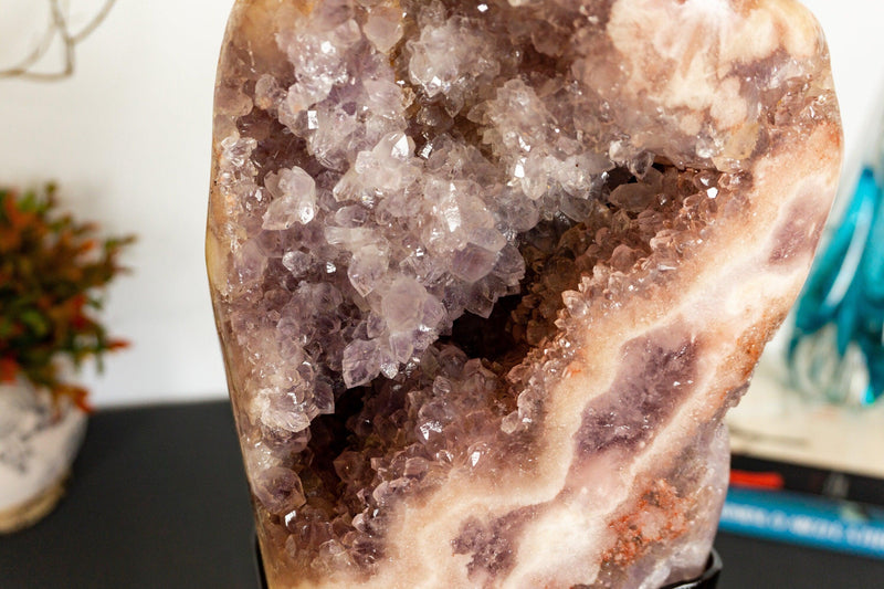 Pink Amethyst Geode Slab with Pink and Purple Amethyst Druzy collective