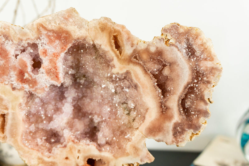 Pink Amethyst Geode Slab with Pink and Purple Amethyst Druzy, Aaa Quality collective
