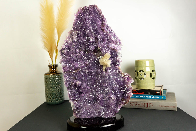Tall Amethyst with Calcite Slab on Stand collective