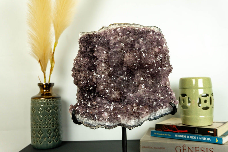 Amethyst Cluster with Flowers (Stalactites) and Golden Goethite collective