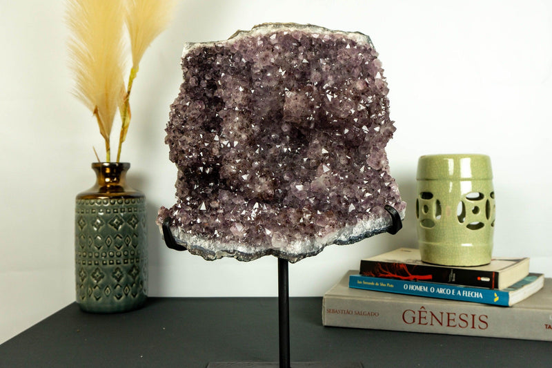 Amethyst Cluster with Flowers (Stalactites) and Golden Goethite collective