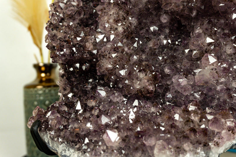 Amethyst Cluster with Flowers (Stalactites) and Golden Goethite collective