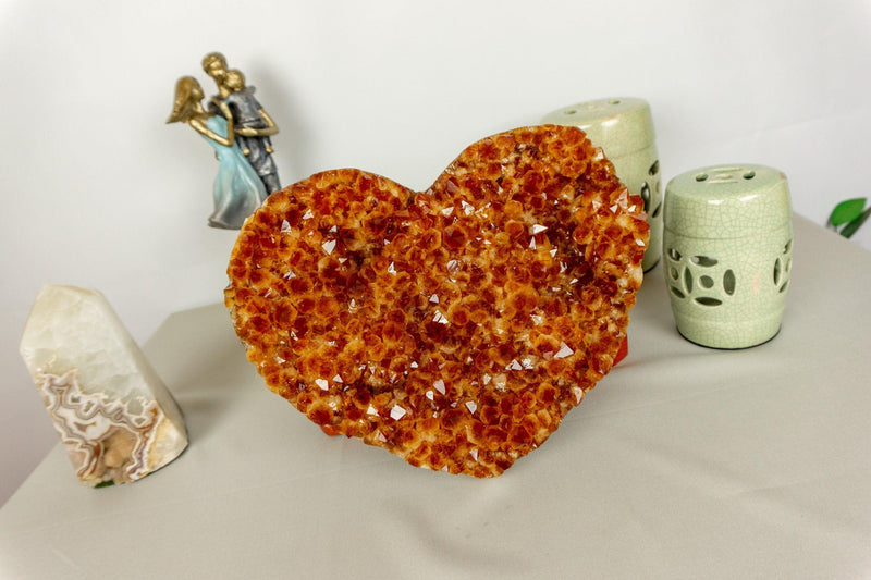 Large Citrine Heart with Deep Orange Color, Aaa Grade Quality collective