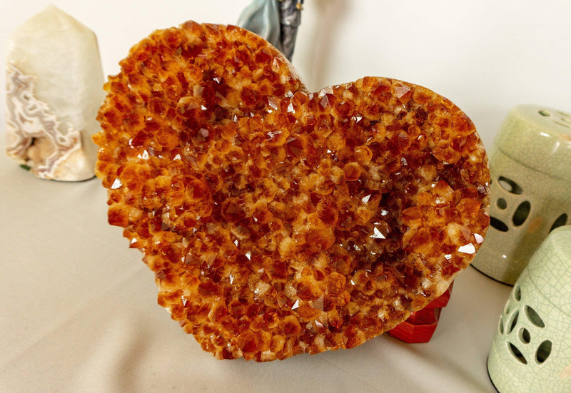 Large Citrine Heart with Deep Orange Color, Aaa Grade Quality collective