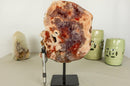Rare Pink Amethyst Geode Slab with Red Pink and Purple Amethyst Druzy collective
