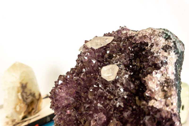 Amethyst Flower Cluster with Crystal Calcite, Large, High Quality collective