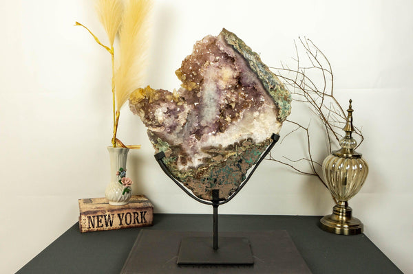 Pink Amethyst Geode Cluster with Pink and Purple Amethyst Druzy collective