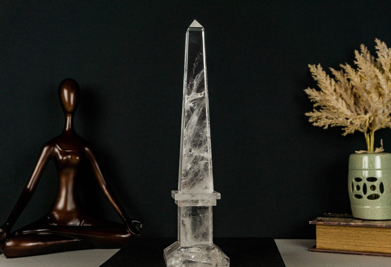 Tall Clear Crystal Quartz Obelisk, AA Quality Clear Quartz collective