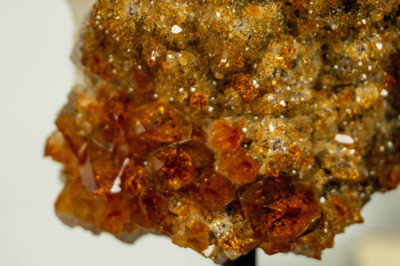 Deep Orange Citrine Cluster with Galaxy Druzy on Metal Stand collective