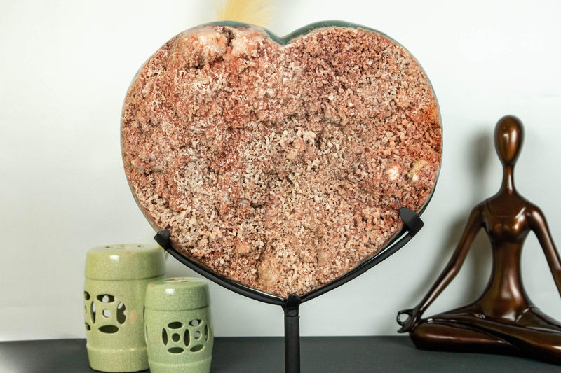 XX Large Pink Amethyst Heart with Green Jasper on Rotating Stand i_did