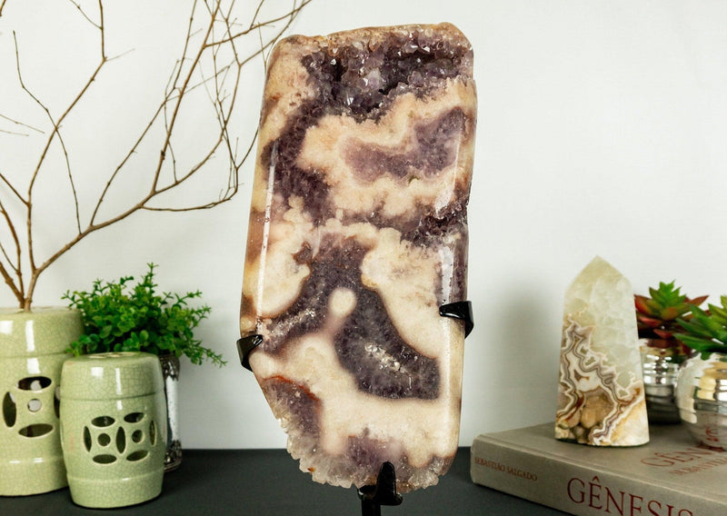 Pink Amethyst Geode Slab with Pink and Purple Amethyst Druzy collective