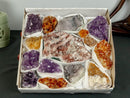 Amethyst, Citrine and Pink Amethyst Clusters Flat Box collective