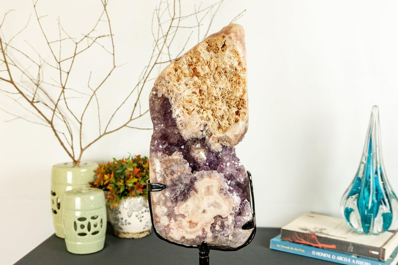 Pink Amethyst Geode Slab with Pink and Purple Amethyst Druzy collective