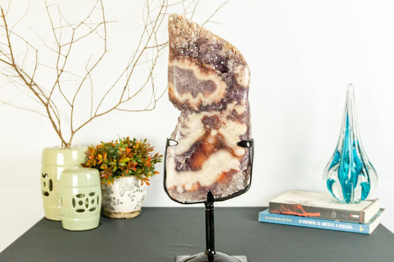 Pink Amethyst Geode Slab with Pink and Purple Amethyst Druzy collective