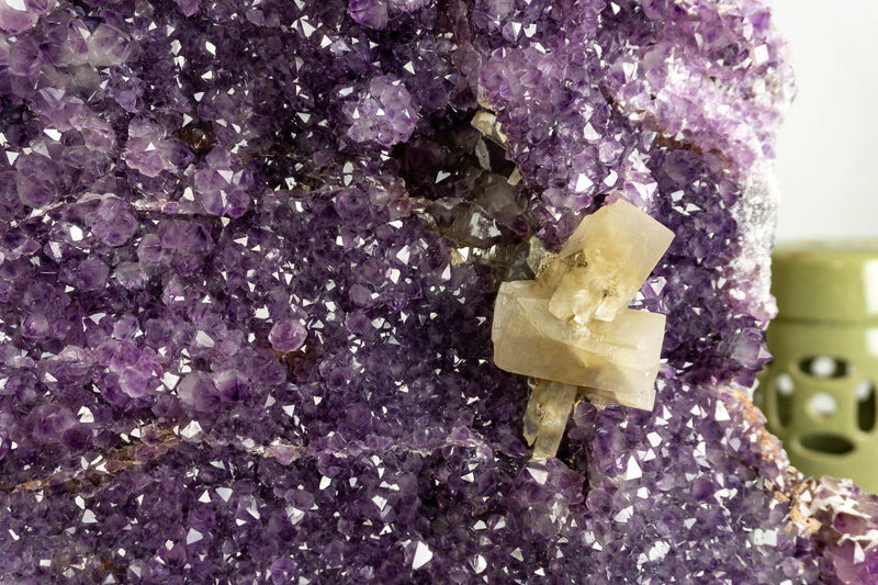 Tall Amethyst with Calcite Slab on Stand collective