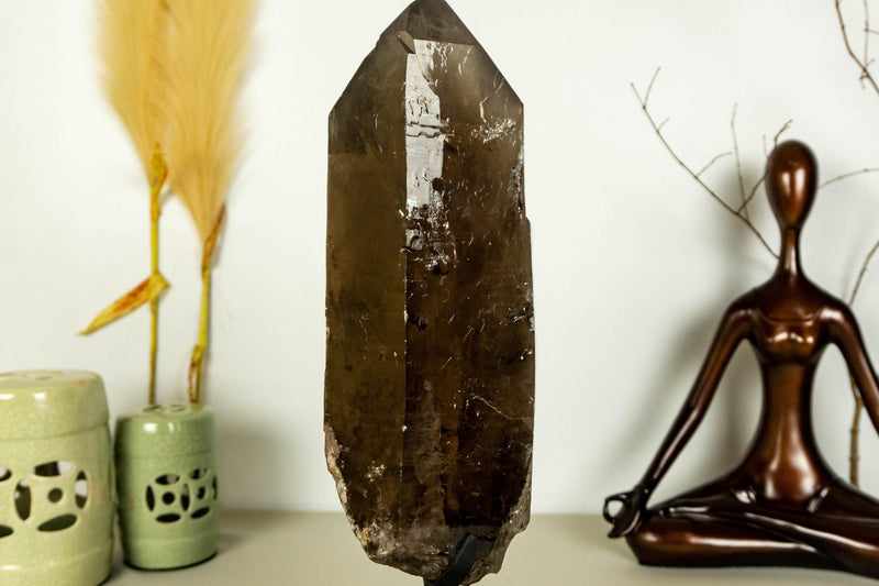 X Large Natural Dark Smoky Quartz on Stand, Raw, Aa Quality collective