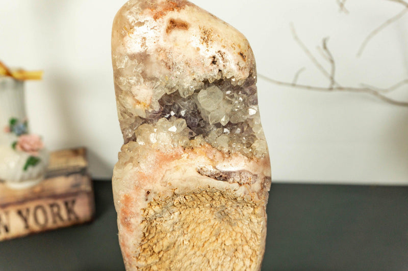 Natural Pink and Purple Amethyst Geode Slab on Stand collective