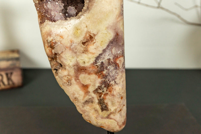 Natural Pink and Purple Amethyst Geode Slab on Stand collective