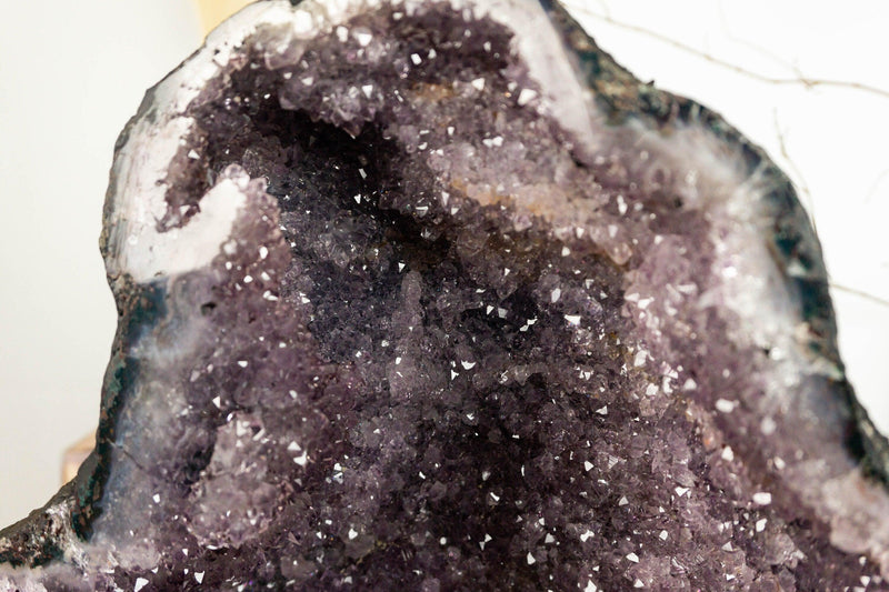 Rare Amethyst Cathedral Geode with Flower Stalactites and Double Terminated Points collective