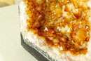 Citrine Crystal Geode with Flowers and Calcite, Deep Orange Citrine collective