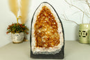Citrine Crystal Geode with Flowers and Calcite, Deep Orange Citrine collective