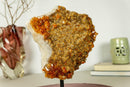 Deep Orange Citrine Cluster with Galaxy Druzy on Metal Stand collective