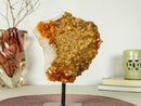 Deep Orange Citrine Cluster with Galaxy Druzy on Metal Stand collective