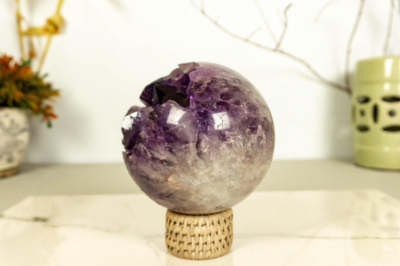 Amethyst Crystal Sphere with Deep Purple and Large Amethyst Points collective