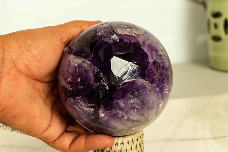 Amethyst Crystal Sphere with Deep Purple and Large Amethyst Points collective