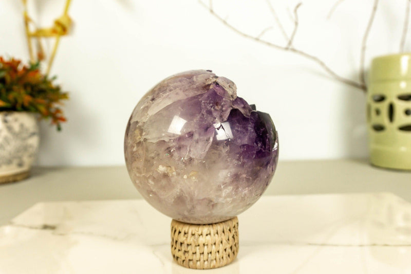 Amethyst Crystal Sphere with Deep Purple and Large Amethyst Points collective