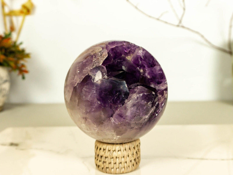 Amethyst Crystal Sphere with Deep Purple and Large Amethyst Points collective