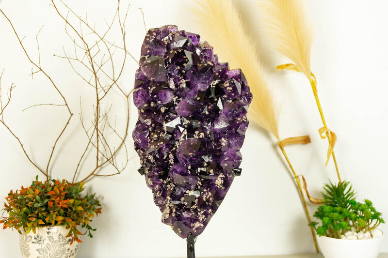 Deep Purple Amethyst Cluster with Cristobalite Inclusions, Aaa Quality collective