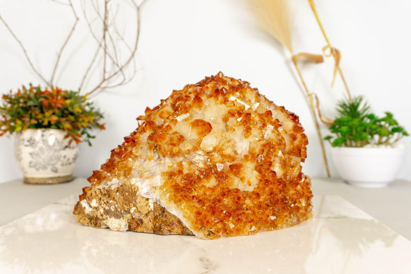 X Large Citrine Crystal Flower Stalactite, Deep Orange Color collective