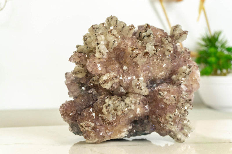 Amethyst Flower Rosette Plate Cluster with Calcite Inclusions, Collector Grade collective