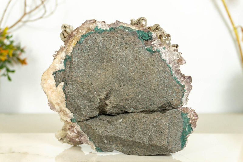 Amethyst Flower Rosette Plate Cluster with Calcite Inclusions, Collector Grade collective