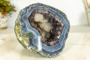Gorgeous Purple Amethyst Geode - Small Banded Agate Geode w/ Amethyst Druzy - Natural Raw and Ethical 1.45 Kg - 3.20 lb collective