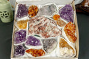 Amethyst, Citrine and Pink Amethyst Clusters Flat Box collective