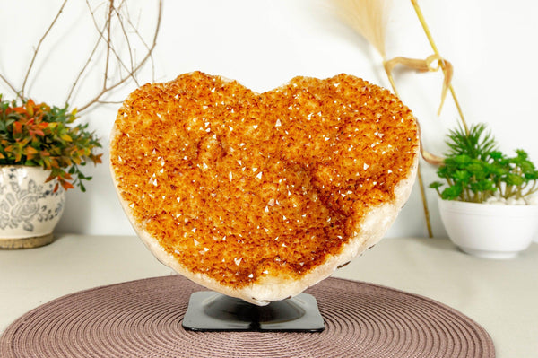 Large Citrine Heart with Citrine Flowers (Stalactite) and Deep Orange Color collective