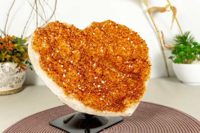 Large Citrine Heart with Citrine Flowers (Stalactite) and Deep Orange Color collective