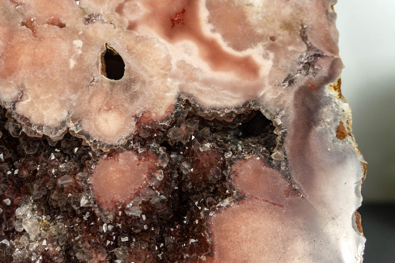 Aaa Pink Amethyst Geode with Red and Pink Amethyst Druzy, Rare collective
