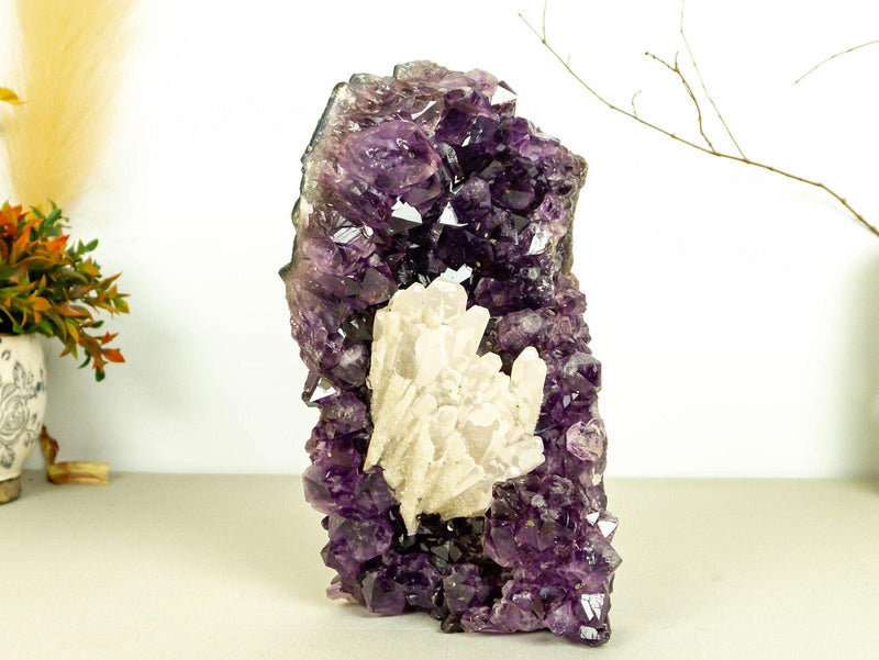 Amethyst Cluster, Deep Purple with Calcite Inclusions collective
