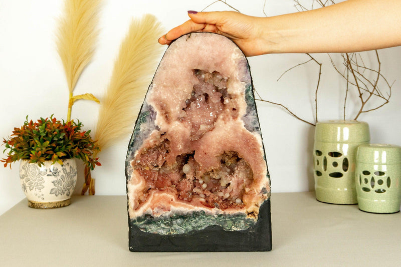 Pink Amethyst Geode with Pink Quartz Druzy, Rare Collector Grade collective