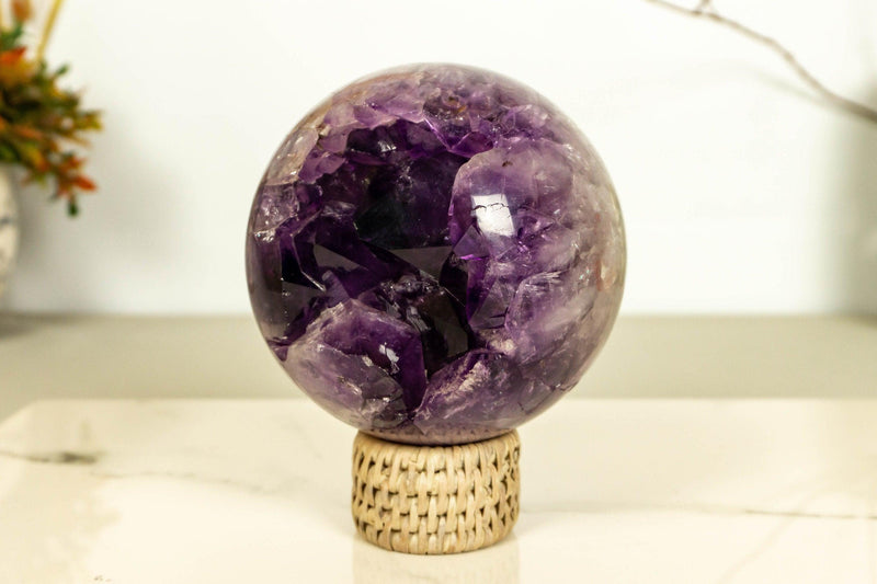 Amethyst Crystal Sphere with Deep Purple and Large Amethyst Points collective