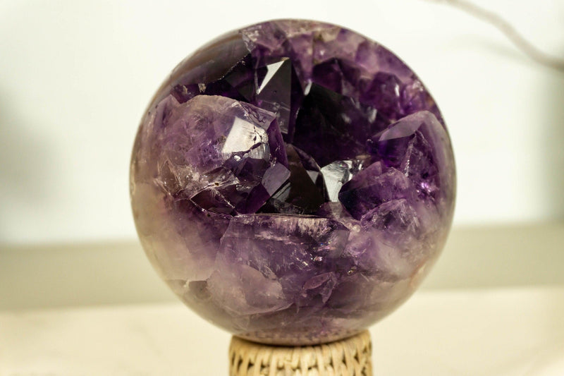 Amethyst Crystal Sphere with Deep Purple and Large Amethyst Points collective