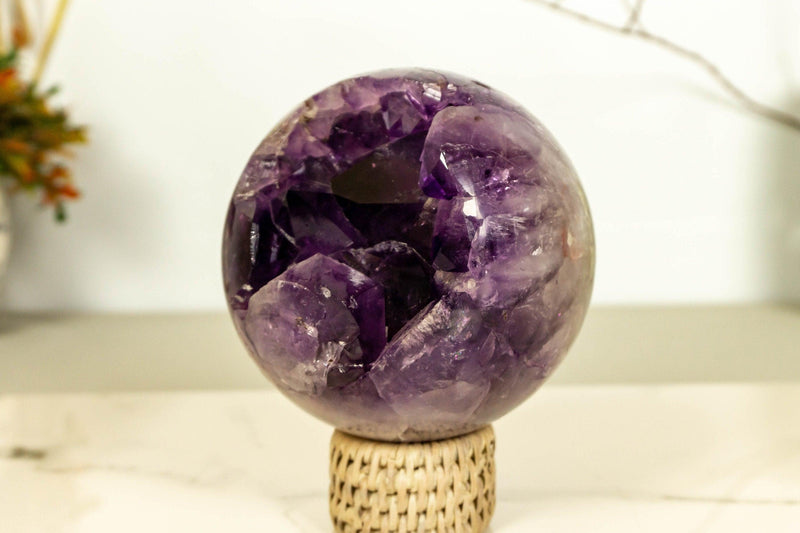 Amethyst Crystal Sphere with Deep Purple and Large Amethyst Points collective